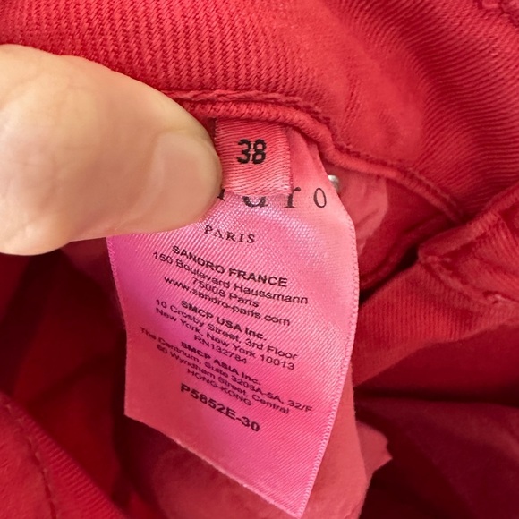 Sandro Paris Cropped Red Denim Jeans, Size 38 (EU) / Size 8 (US) - Picture 15 of 16